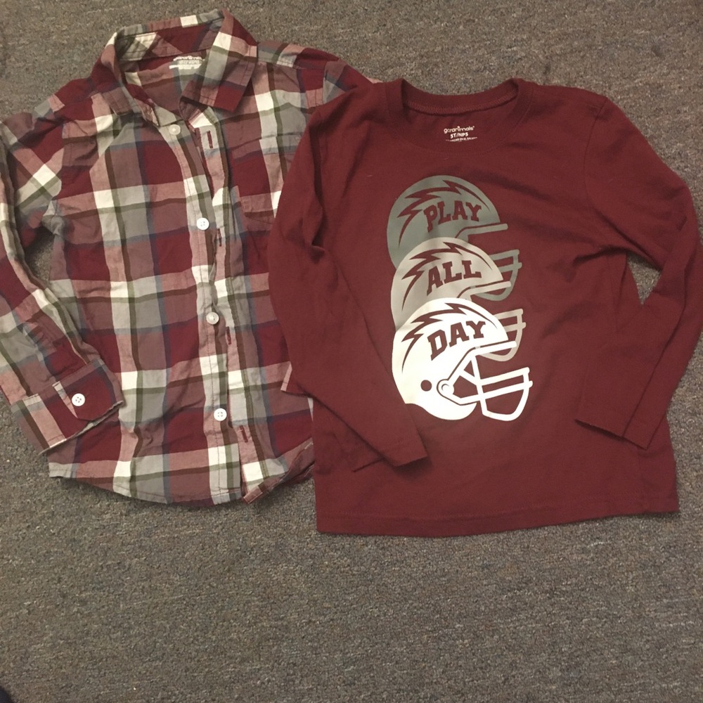 Maroon & white boys shirt bundle (5T)